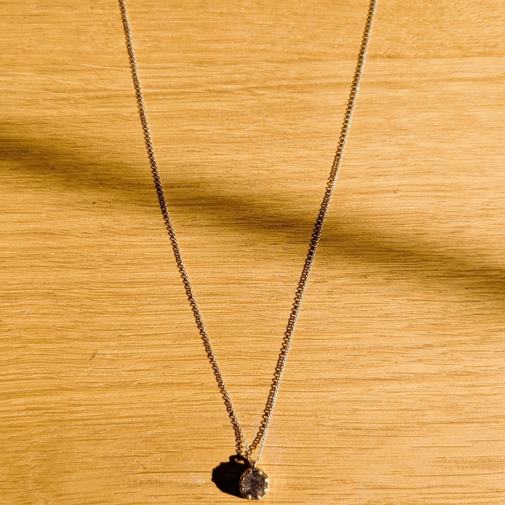Lauren Wolfe - 14k Gold Octagon Tourmalated Black Quartz Necklace - Picture 5 of 9